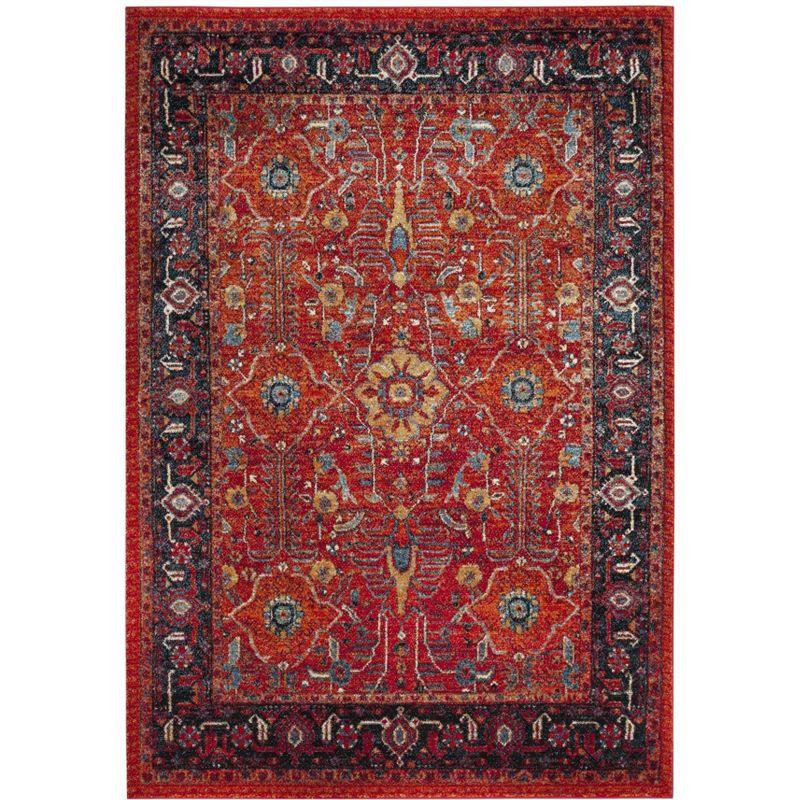 Vintage Hamadan VTH220 Power Loomed Indoor Area Rug - Orange/Navy - 6'7"x9' - Safavieh