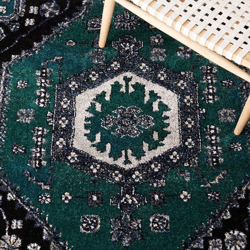 Elegant Hamadan 8' x 10' Hand-Knotted Synthetic Black Area Rug