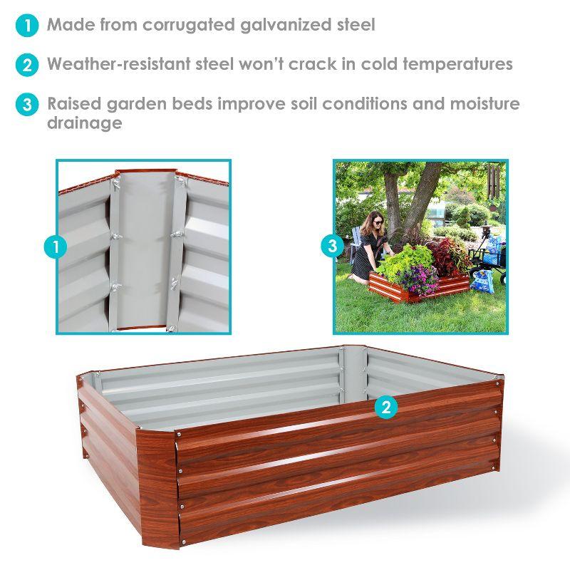 Sunnydaze Raised Hot Dip Galvanized Steel Garden Bed for Plants, Vegetables, and Flowers - 47" L x 11.75" H - Woodgrain