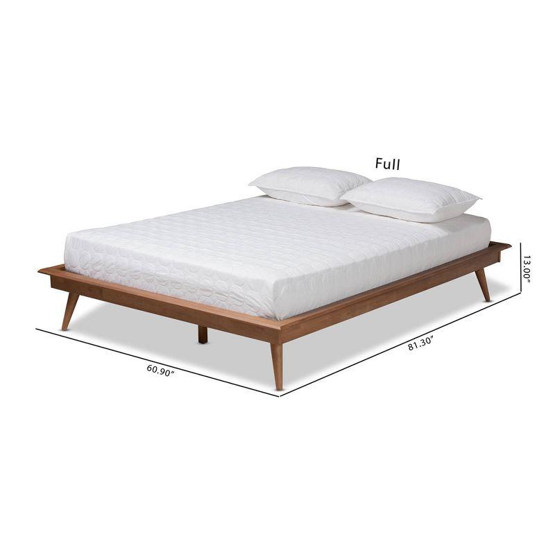George Oliver Melbourne  Platform Bed Frame in Mid-Century Modern Walnut Brown Finished Wood