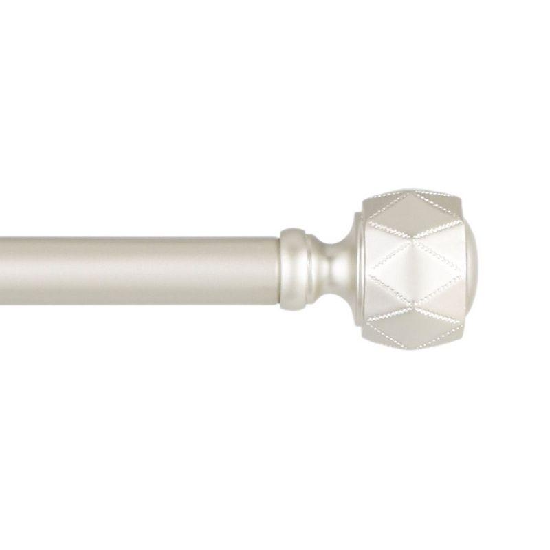 Matte Nickel Adjustable Curtain Rod with Etched Diamond Finials