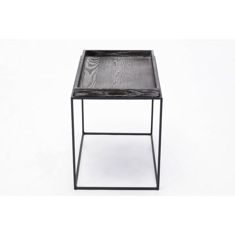 Dark Gray Oak and Metal Rectangular End Table