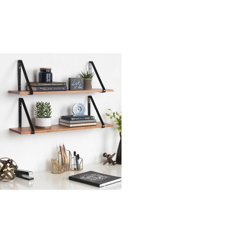 Kate & Laurel All Things Decor 2pk 18" Soloman Wooden Shelves with Brackets White: Wall Mounted Storage, Metal Frame