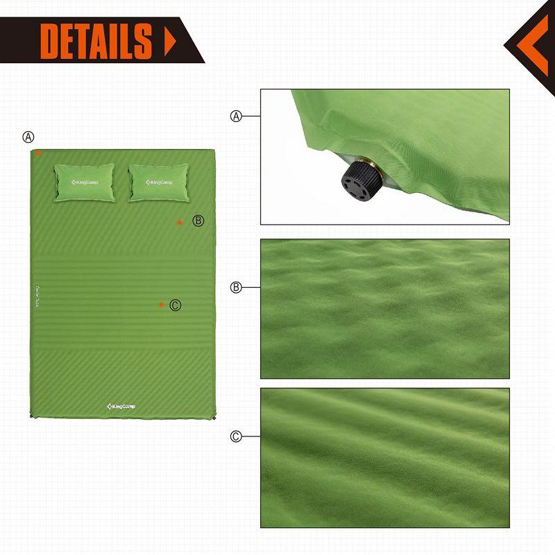 KingCamp Double Self Inflating Camping Sleeping Pad Mat with 2 Pillows