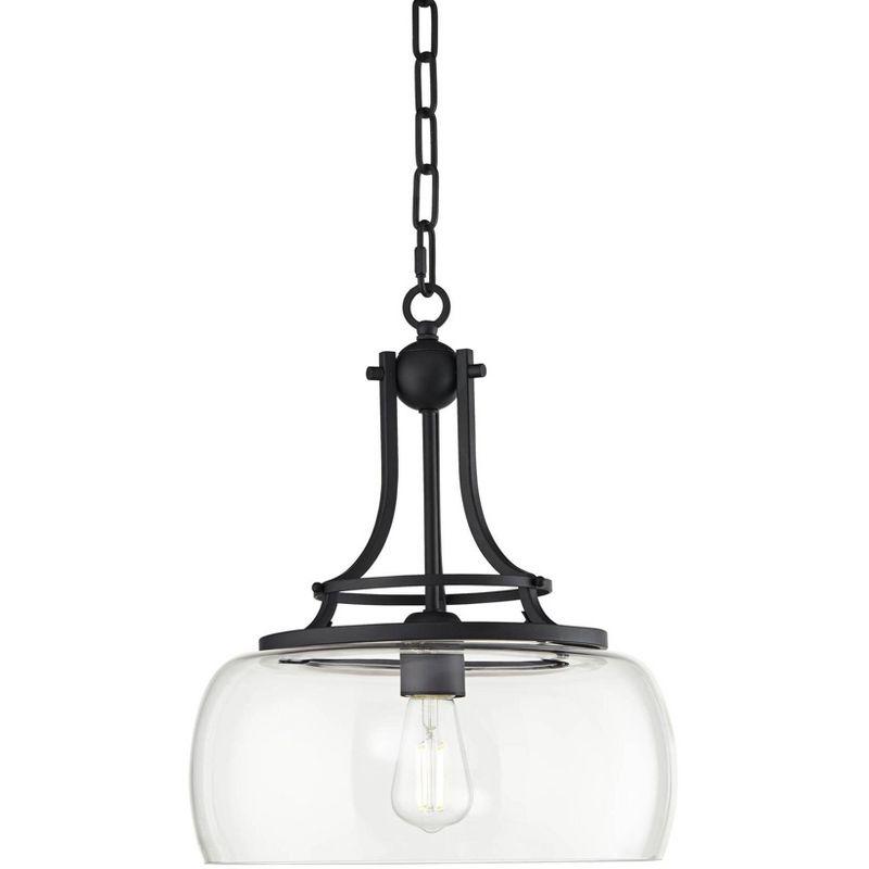 Charleston Black Metal and Clear Glass Pendant Light with Edison Bulb