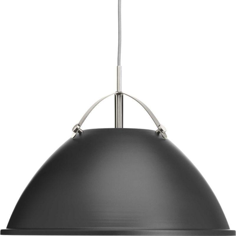 Progress Lighting, Tre Collection, 1-Light Pendant, Graphite, White Dome, Vintage Silver Shade