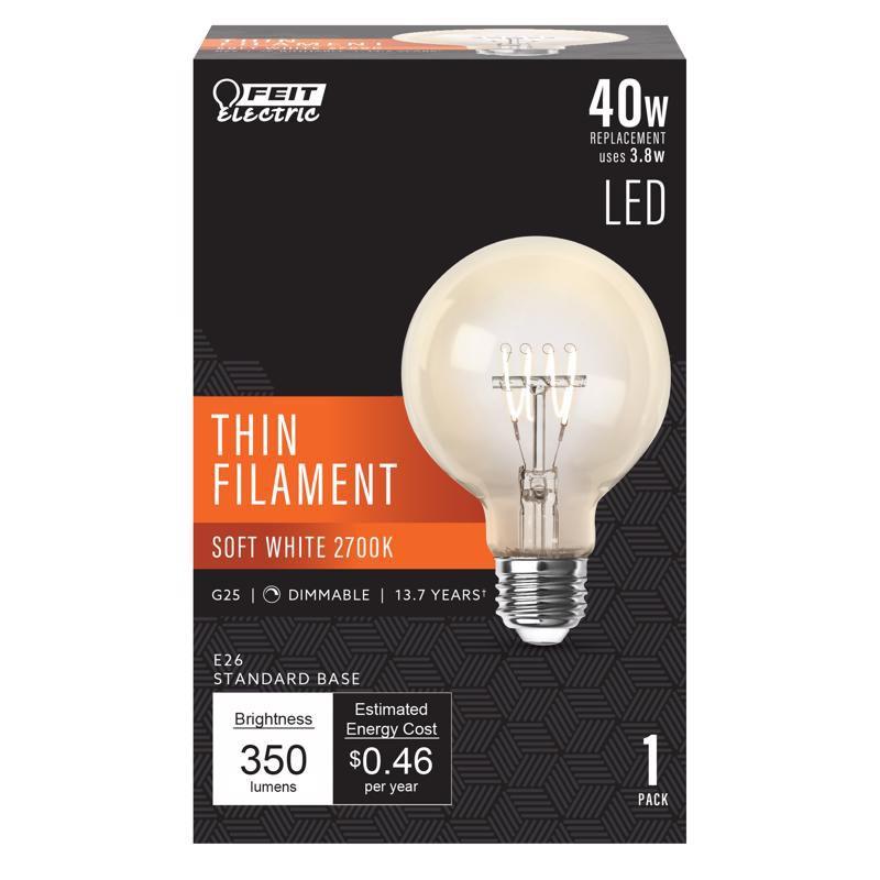 Clear Dimmable G25 Filament LED Bulb Soft White 40W Equivalent