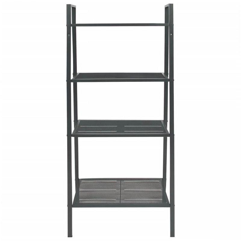 vidaXL Freestanding Ladder Bookcase with 4 Mesh Metal Shelves, Anthracite - Compact, Easy to Maintain