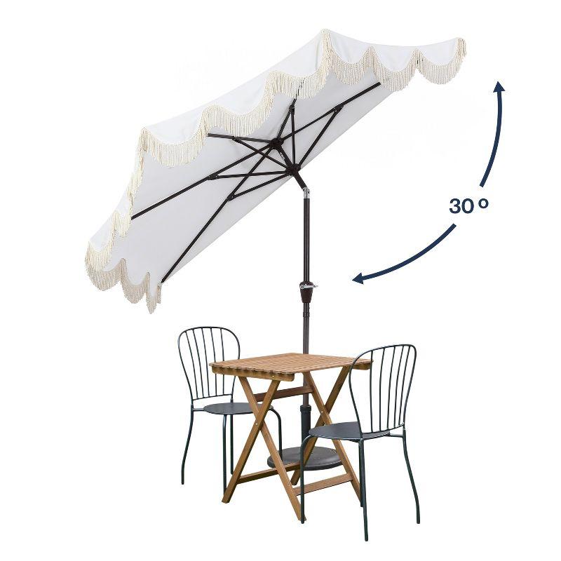 Arlmont & Co. Tasheba 9 ft. Classic Scalloped Fringe Half Market Patio Umbrella with Crank, and UV Protection