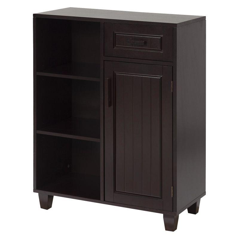 Espresso Finish Adjustable Shelving Traditional Bathroom Cabinet