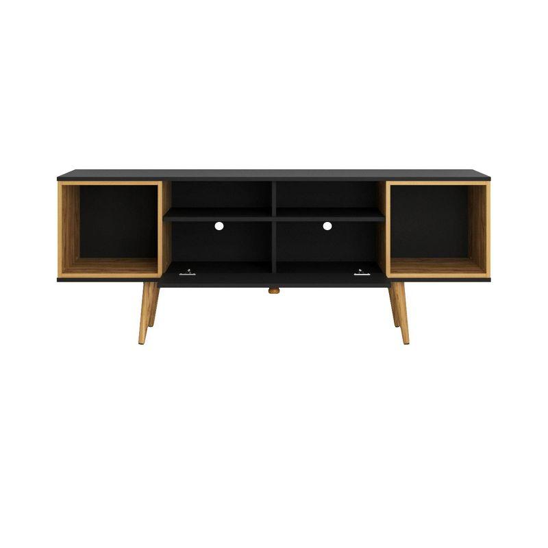 Black and Cinnamon Mid-Century Modern TV Stand with Cabinet