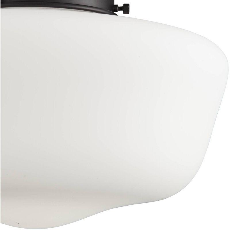 Regency Hill Modern Schoolhouse Farmhouse Ceiling Light Semi Flush Mount Fixture 12 1/4" Wide Black White Glass Shade for Bedroom Kitchen Living Room