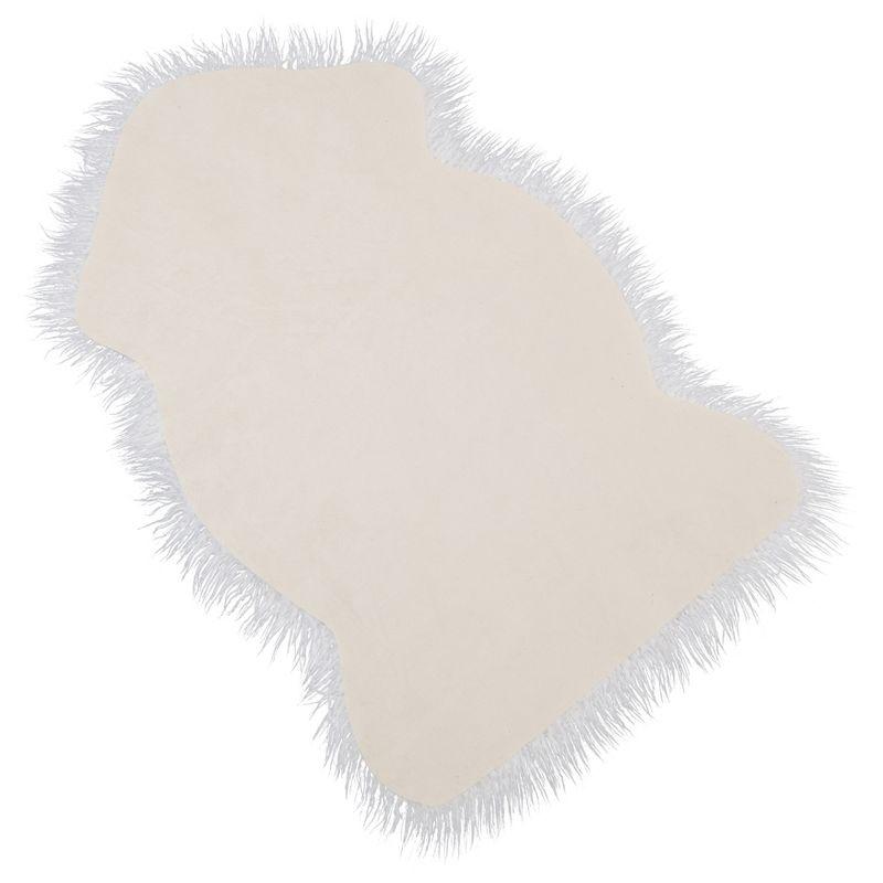 Ivory Faux Mongolian Fur Rectangular Rug, 24" x 35"