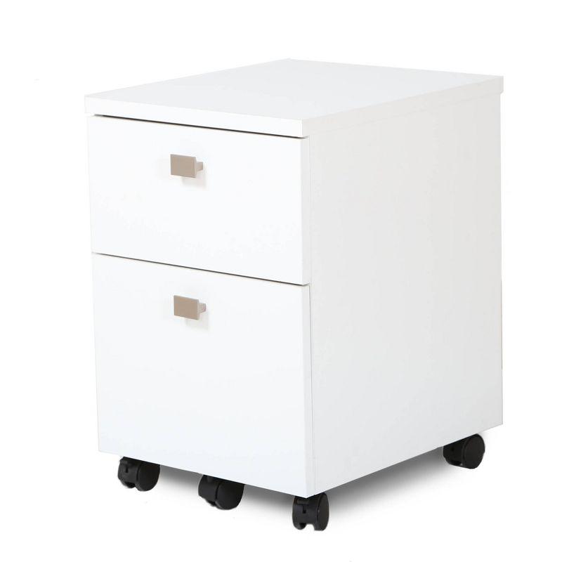 Elegant Interface Mobile Legal File Cabinet with 2 Drawers and Casters, Pure White