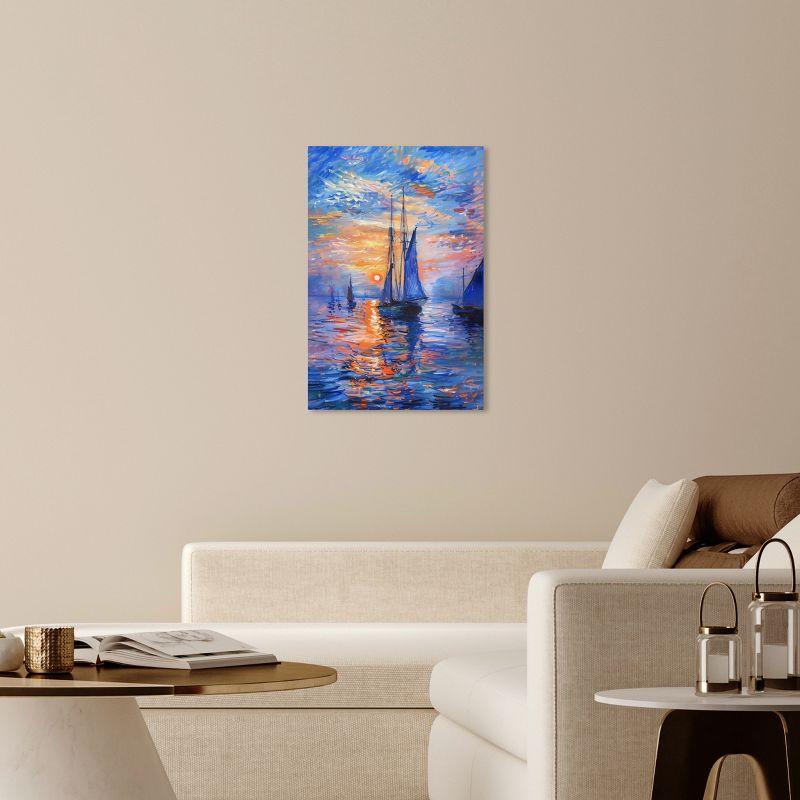 Art Remedy Art Remedy Night Sea Breeze Framed Sailing 1 Piece Canvas Wall Art 57718