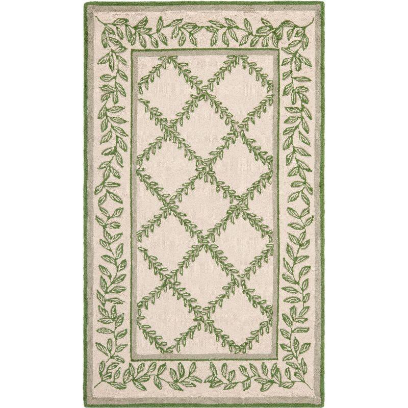 Ivory Elegance Hand-Knotted Wool Floral Accent Rug - 33" x 4"