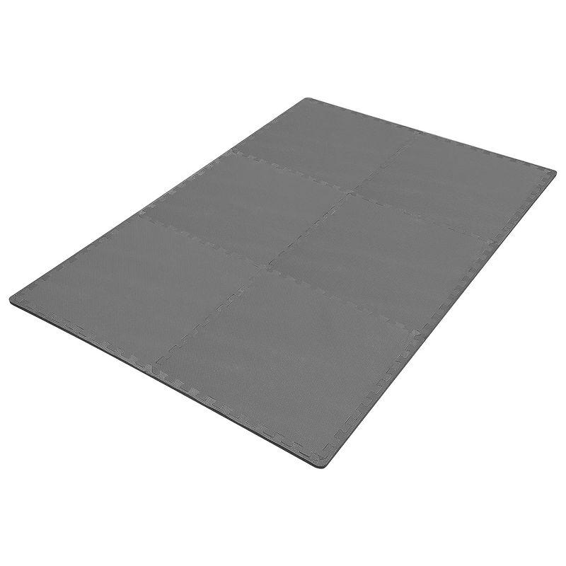 BalanceFrom Fitness 24 Square Foot Interlocking Extra Thick 1/2 Inch High Density Nonslip Exercise Mat Tiles with 6 24 x 24 Inch Pieces, Gray