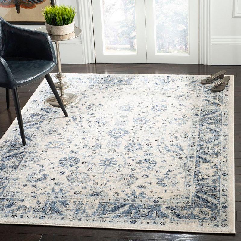 Charleston Ivory and Blue Synthetic 8' x 10' Area Rug