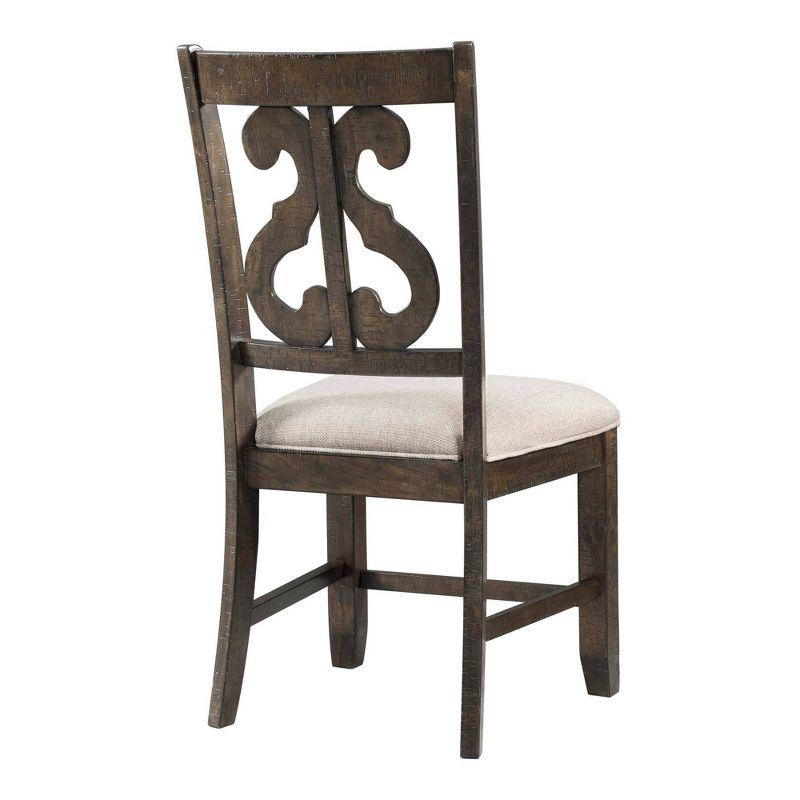 Stanford Wooden Swirl Back Chair Brown - Picket House Furnishings: Mid-Century Modern, Upholstered Seat