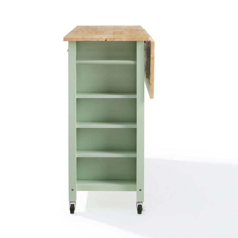 Savannah Wood Top Drop Leaf Kitchen Island/Cart Mint - Crosley: Adjustable Shelves, Spice Rack, Caster Wheels