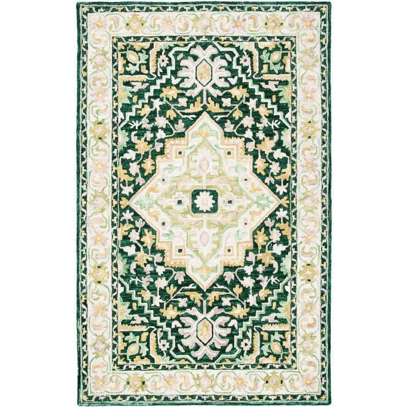 Aspen Green and Ivory Hand-Tufted Wool Area Rug 5'x8'