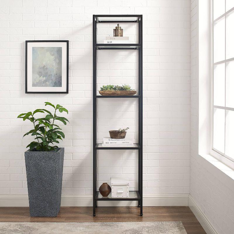 73" Aimee Narrow Etagere Oil Rubbed Bronze - Crosley: Tempered Glass, 4-Tier Storage, Steel Frame