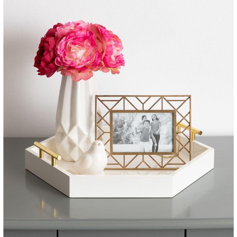 Kate and Laurel Lipton Tray, 18x18, White and Gold