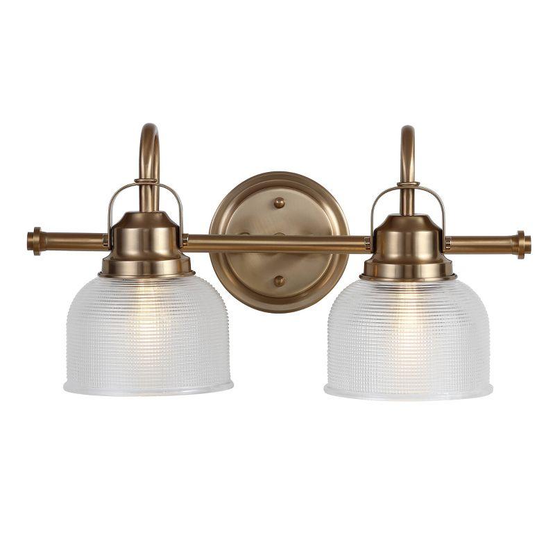 17.25" LED 2-Light Metal/Glass Virginia Pendent Brass/Gold - JONATHAN Y: ETL Listed, Bathroom Fixture, Bright Light