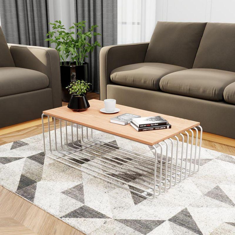 LeisureMod Walden Rectangular Coffee Table Powder Coated White Steel Frame