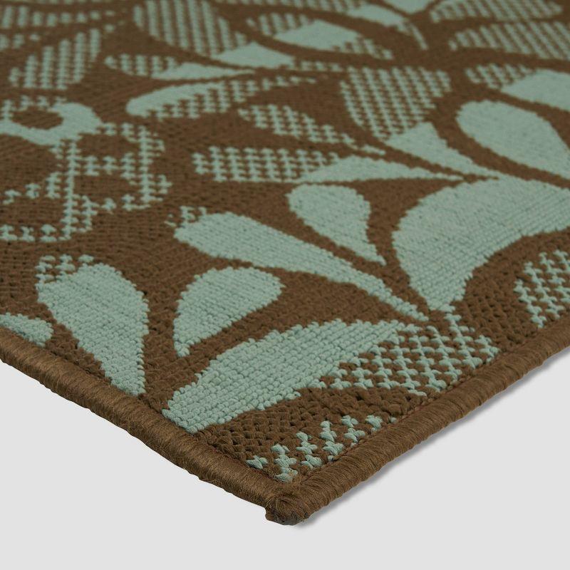 5' x 8' Henley Floral Outdoor Rug Brown/Blue - Christopher Knight Home: Vintage Style, Stain-Resistant, Loomed Polypropylene