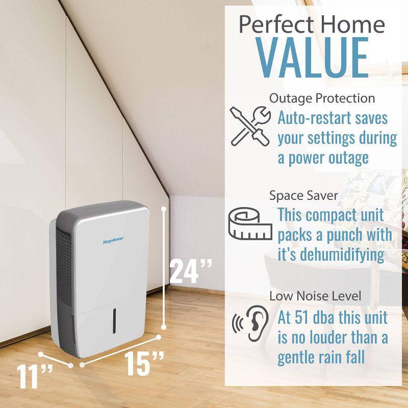 Keystone Keystone 50 Pint Portable Dehumidifier for up to 4,500 Sq. Ft. in White