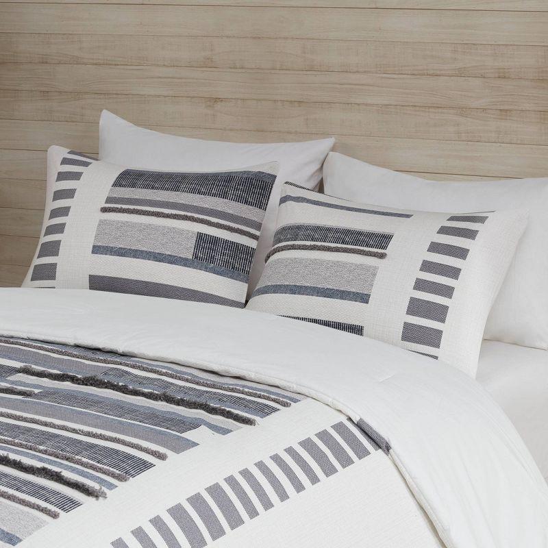 Serena Navy/Gray Standard Cotton 3 Piece Comforter Set