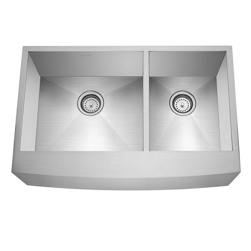 Miligore 37.5" Stainless Steel Double Bowl Farmhouse Sink