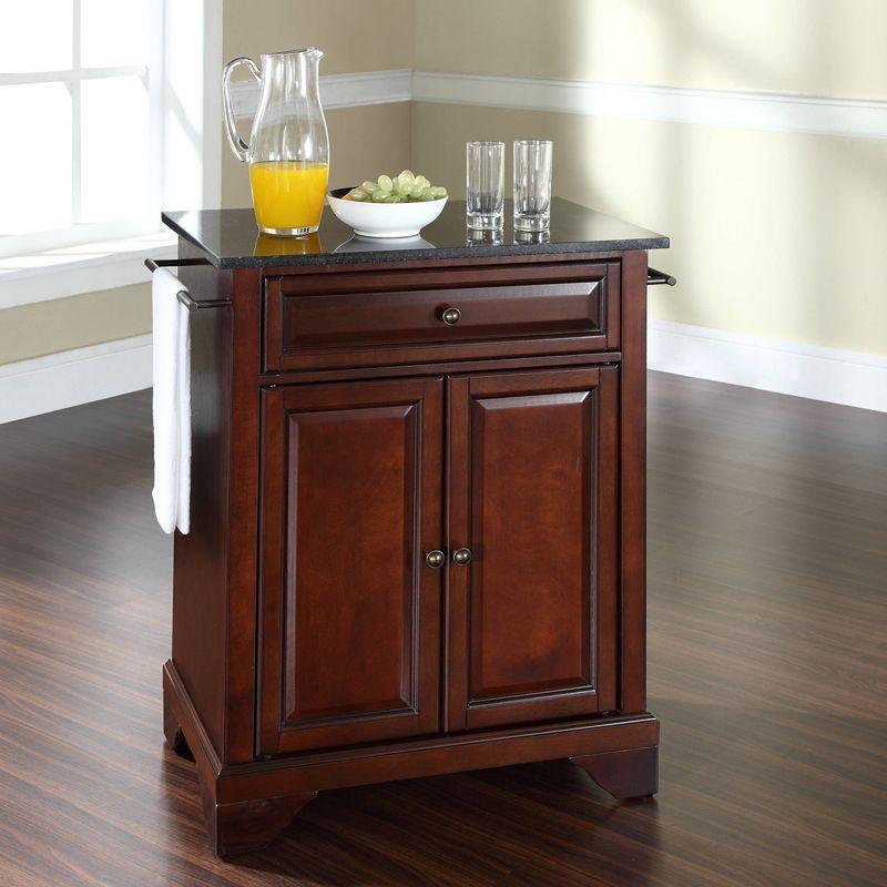 Vintage Mahogany Kitchen Island with Solid Granite Top