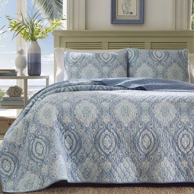 Twin Turtle Cove Quilt & Sham Set Turquoise/Aqua - Tommy Bahama: Cotton Bedding Set, Pre Washed, Reversible