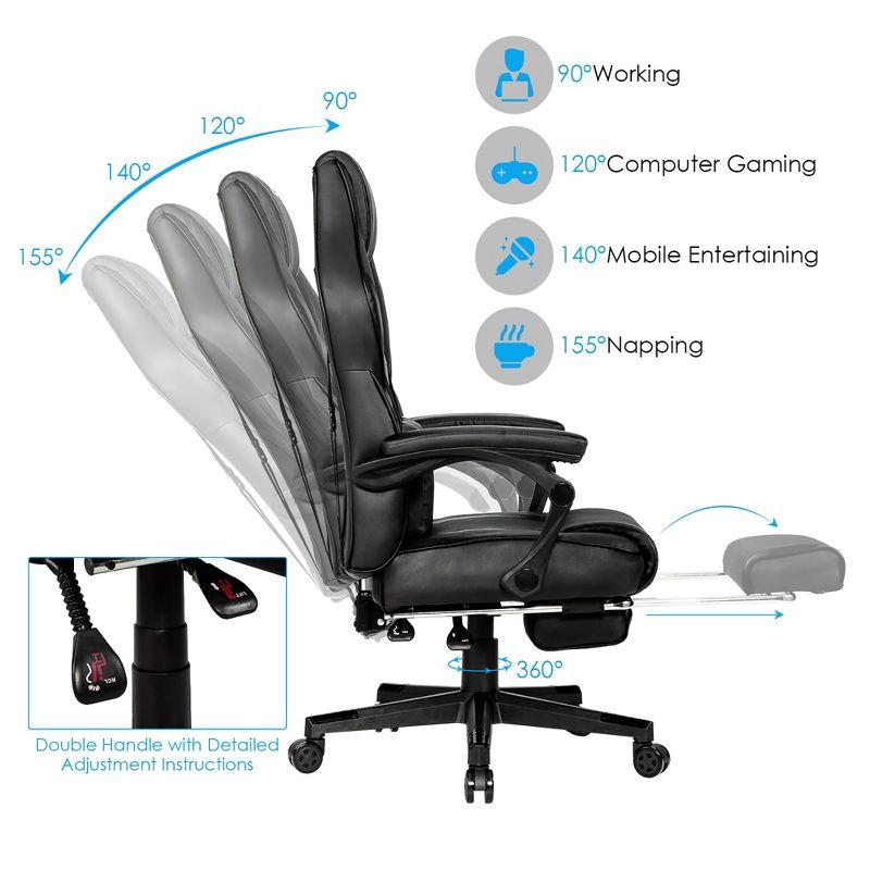 Costway Massage Gaming Chair Reclining Racing Computer Office Chair with Footrest Black