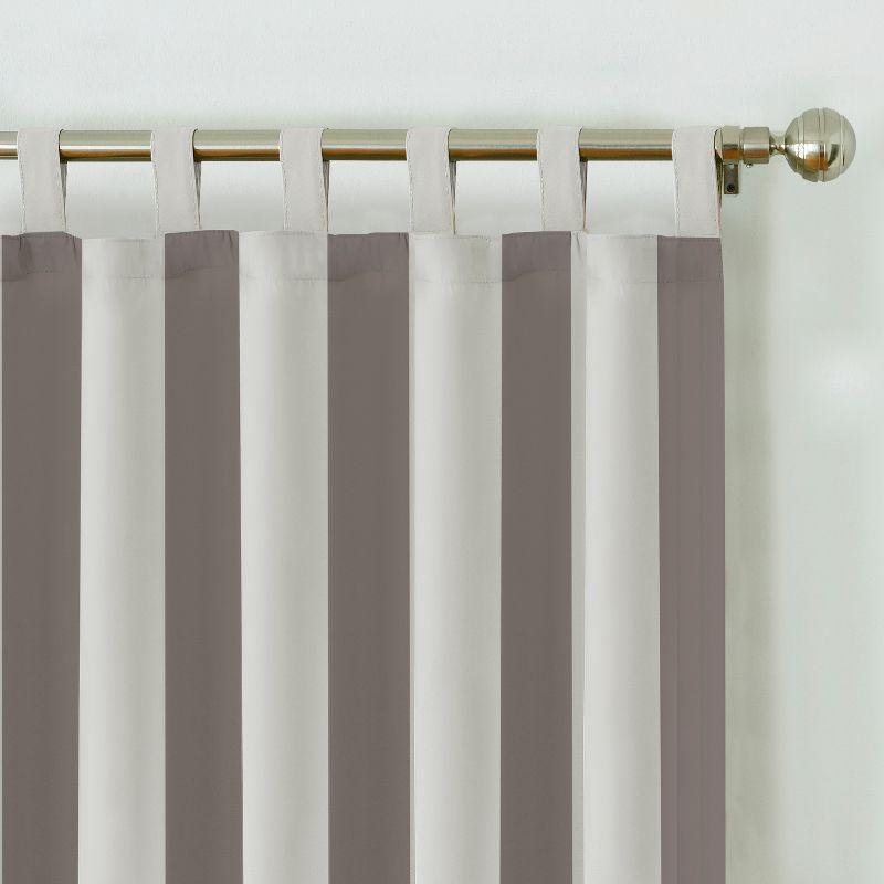 Gray and White Polyester Light-Filtering Tab Top Curtain Panel