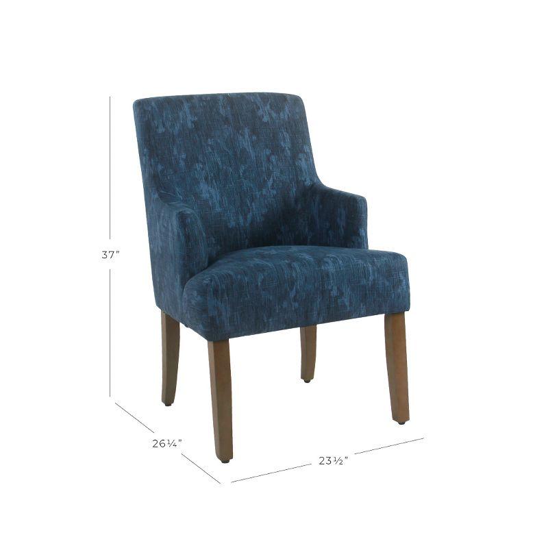 Meredith Distressed Blue Patterned Parsons Side Chair with Wood Legs