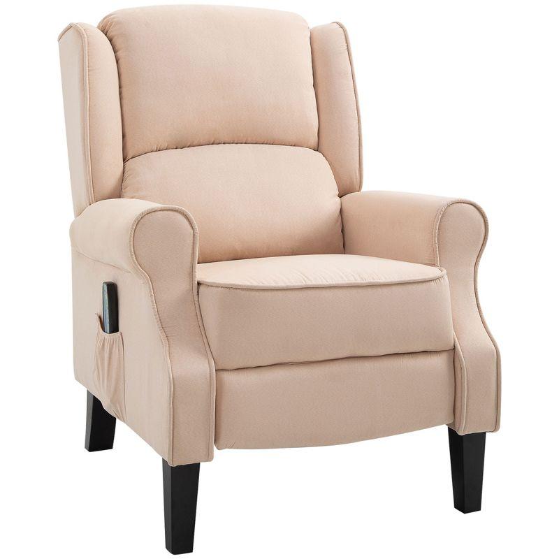 Cream White Upholstered Metal Frame Recliner Accent Chair