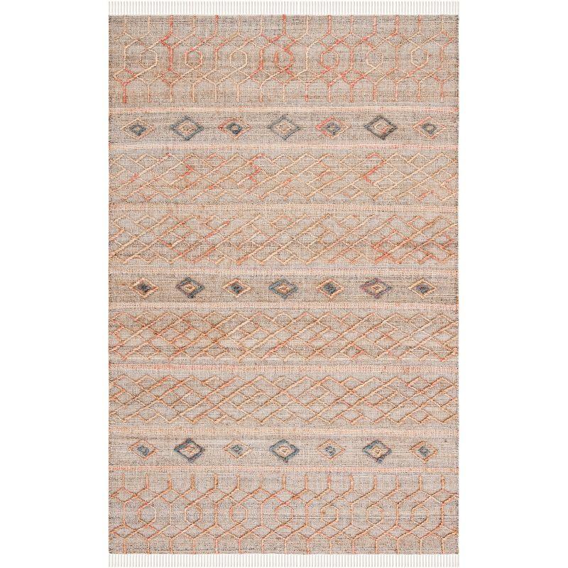 Natural Fiber Hand Loomed Geometric Area Rug, 3' x 5'