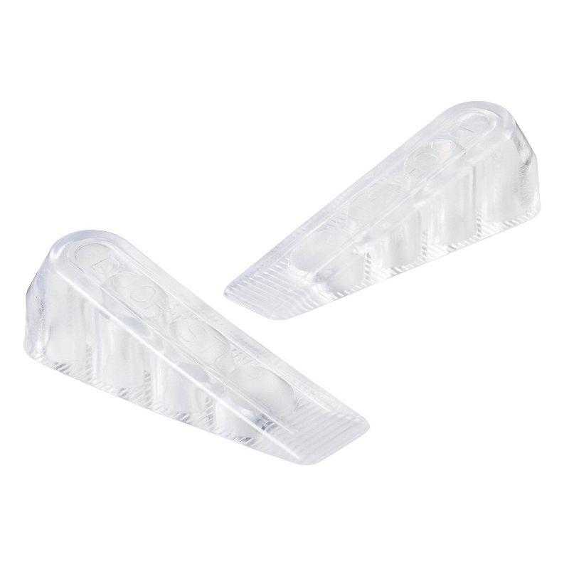 Clear Rubber Non-Slip Door Stop Wedge, 2 Pack