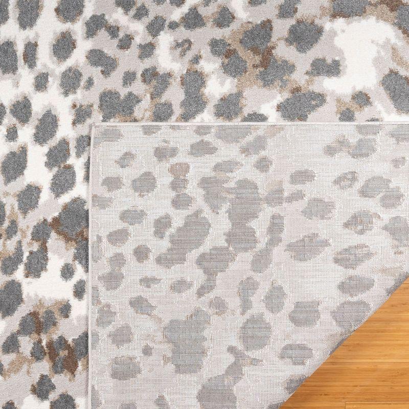 Ciaran Gaia Animal Glam Leopard Print Gray/Tan/Ivory Polypropylene Area Rug