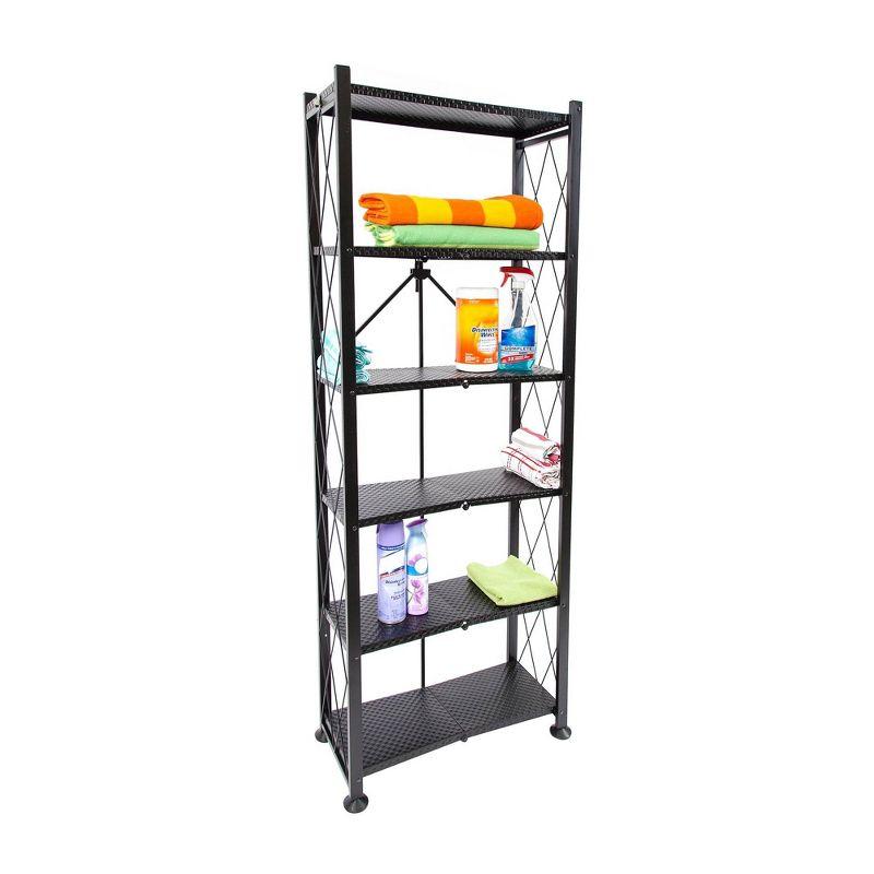 Origami Foldable 6-Shelf Classic Stamped Steel Bookcase