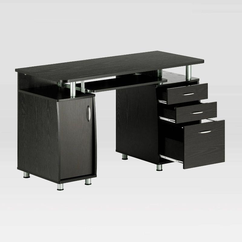 Complete Workstation Computer Desk with Storage Espresso- Techni Mobili: MDF Office Furniture, Keyboard Tray