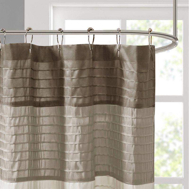 Amherst Striped Faux Silk Shower Curtain