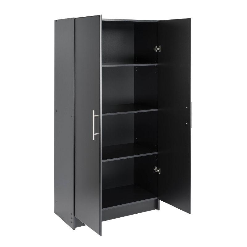 Sleek Black Living Room Cabinet with Adjustable Shelving