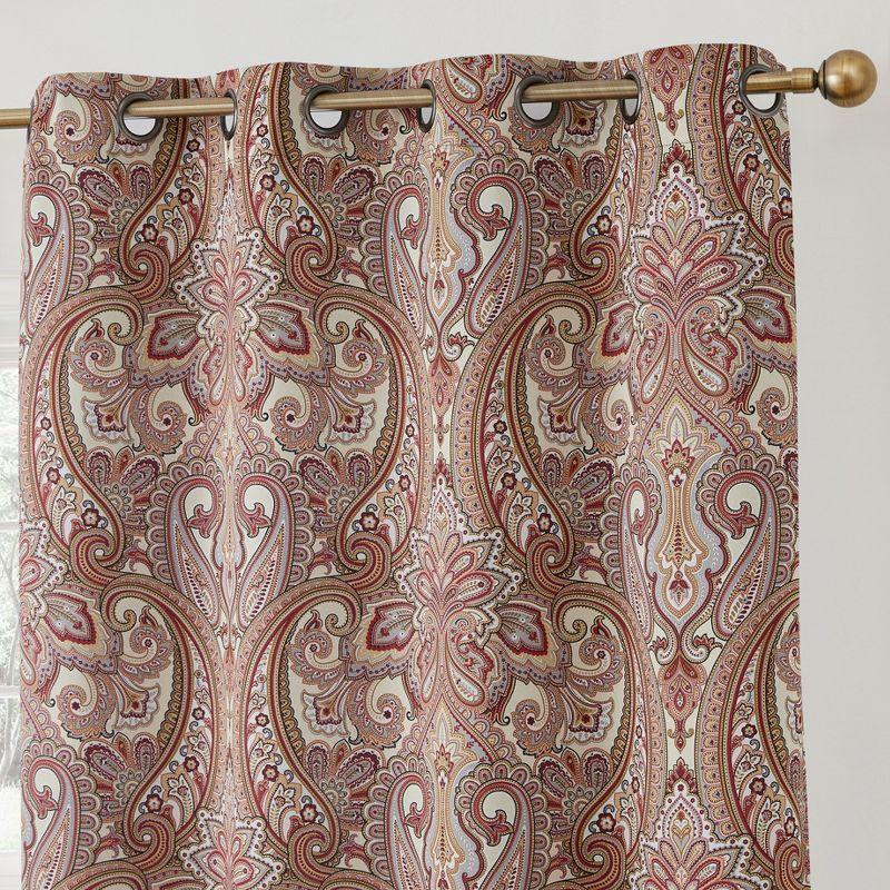 HLC.ME Paris Paisley Decorative Print Damask Pattern Light Reducing Grommet Window Curtain Panels for Bedroom, Set of 2 - Spice, 50 W x 84 L