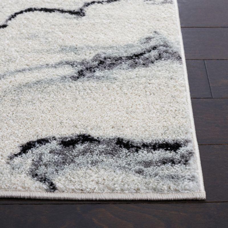 8' x 10' Black Abstract Washable Synthetic Area Rug