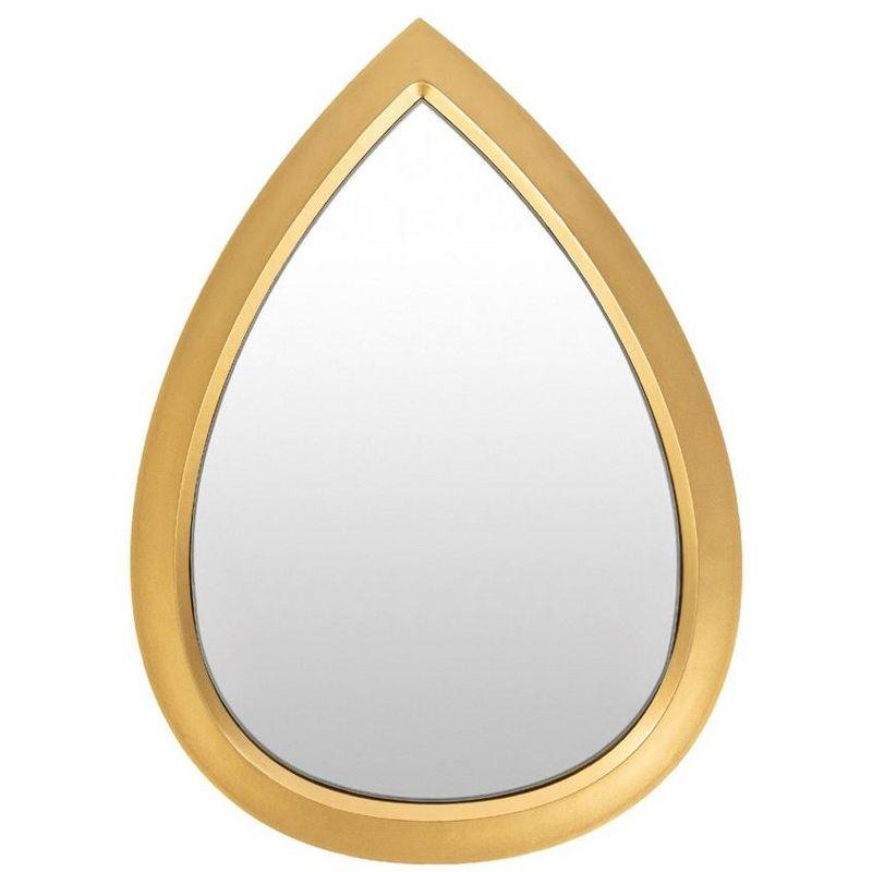 Lieren 16" x 22" Gold Teardrop Wood Wall Mirror