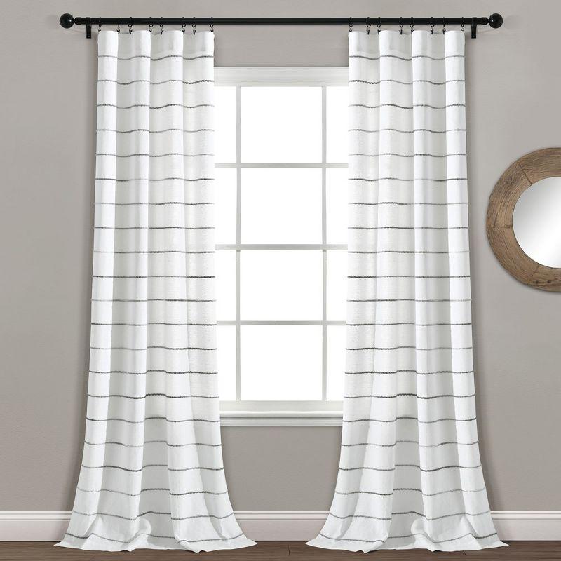 Gray Ombre Stripe Cotton Polyester Light-Filtering Curtains